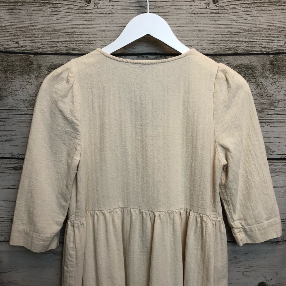 Rachel Oatmeal Cottage Core Button Up Midi Dress - Picture 15 of 16